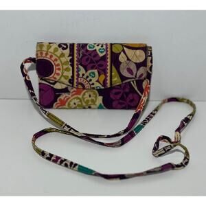 Vera Bradley PLUM CRAZY Mini Crossbody Wallet Handbag Quilted Purple Floral